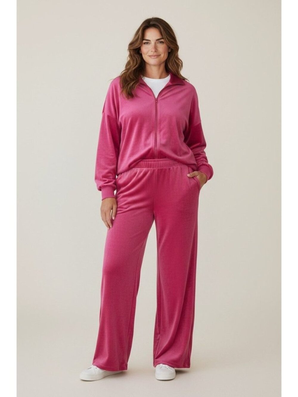 Charter Club Velour Wide-Leg Pants, Pink Tutu, Inseam 30", XXL